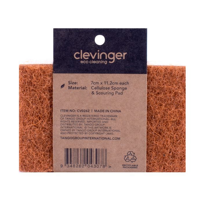 Clevinger Cellulose Biodegradable Household Cleaning Sponges 7x11.2cm (2 Pieces) — image 2