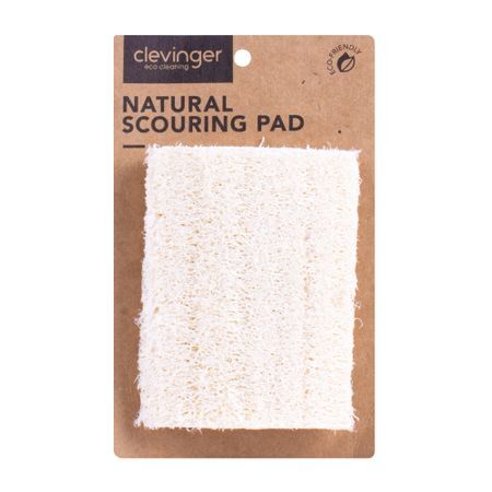 Clevinger Natural Vegan Loofah Scouring Household/Kitchen Cleaning Pad 10x7cm (3 Pack) — image 2