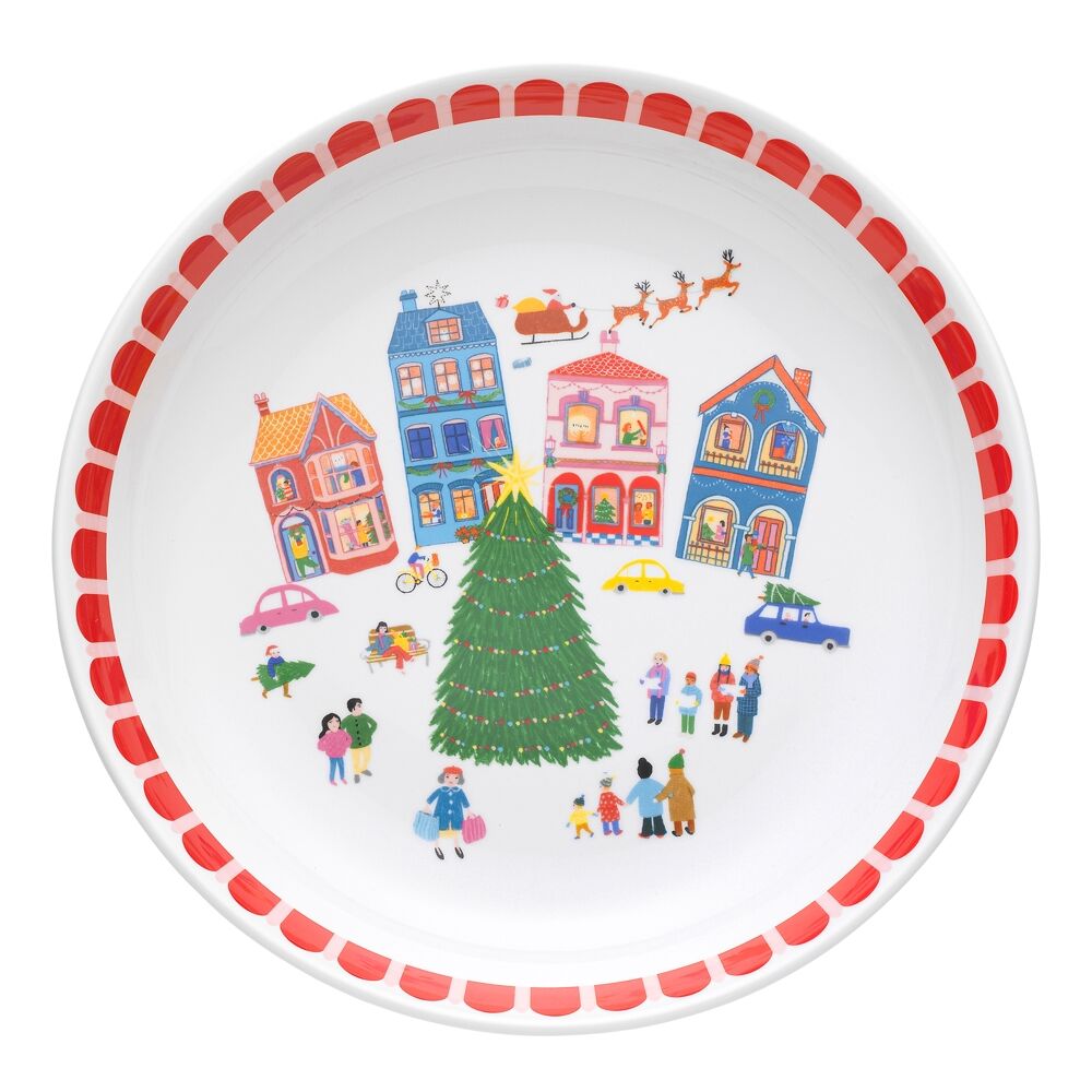 Porto 30cm Multi-Coloured Porcelain Night Before Serving Bowl