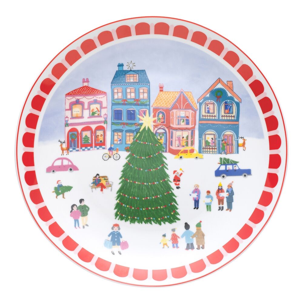 Porto 30cm Multi-Coloured Porcelain Night Before Round Serving Plate