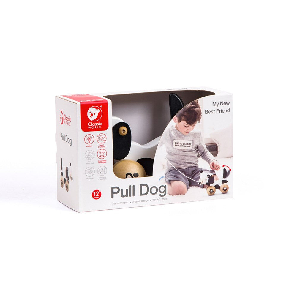 Classic World 12M+ Pull Along Children's Wooden Pet Dog Playset