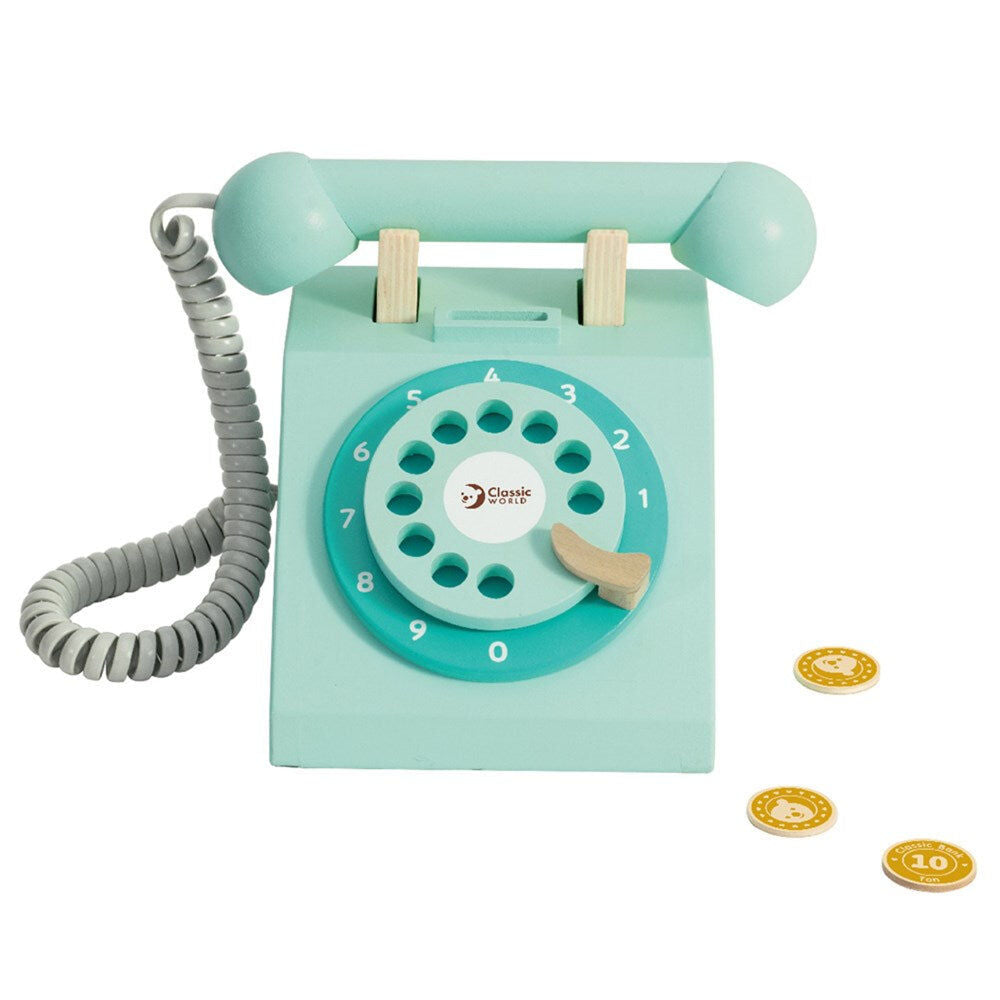 Classic World 3Y+ Green Children's Wooden Pretend Play Telephone — image 2