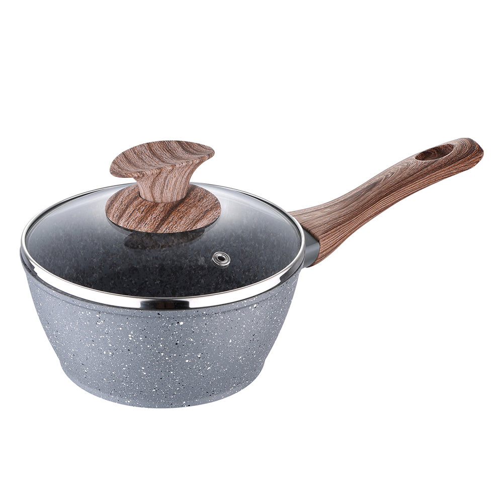 Bergner Granito 16cm Aluminium Saucepan Non-Stick Pot w/ Lid/Long Handle Grey