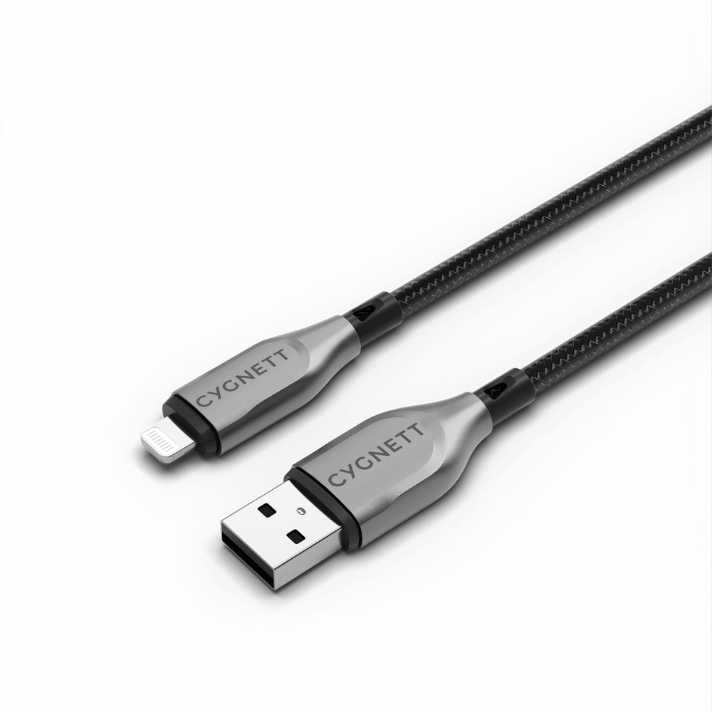 Cygnett Armoured USB-A to 8-Pin Charging Data Cable 50cm For iPhone 14 Black