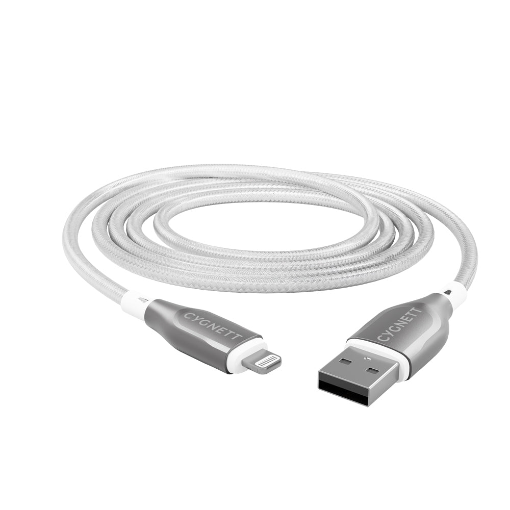 Cygnett Armoured USB-A to 8-Pin Charging & Data Sync Cable 3M For iPhone White — image 2