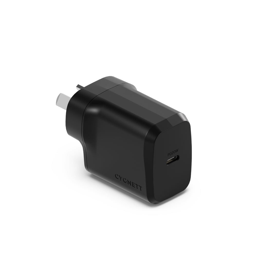 Cygnett PowerPlus 20W USB-C Wall Apple iPhone Charger Adapter - Black (2 Pack)