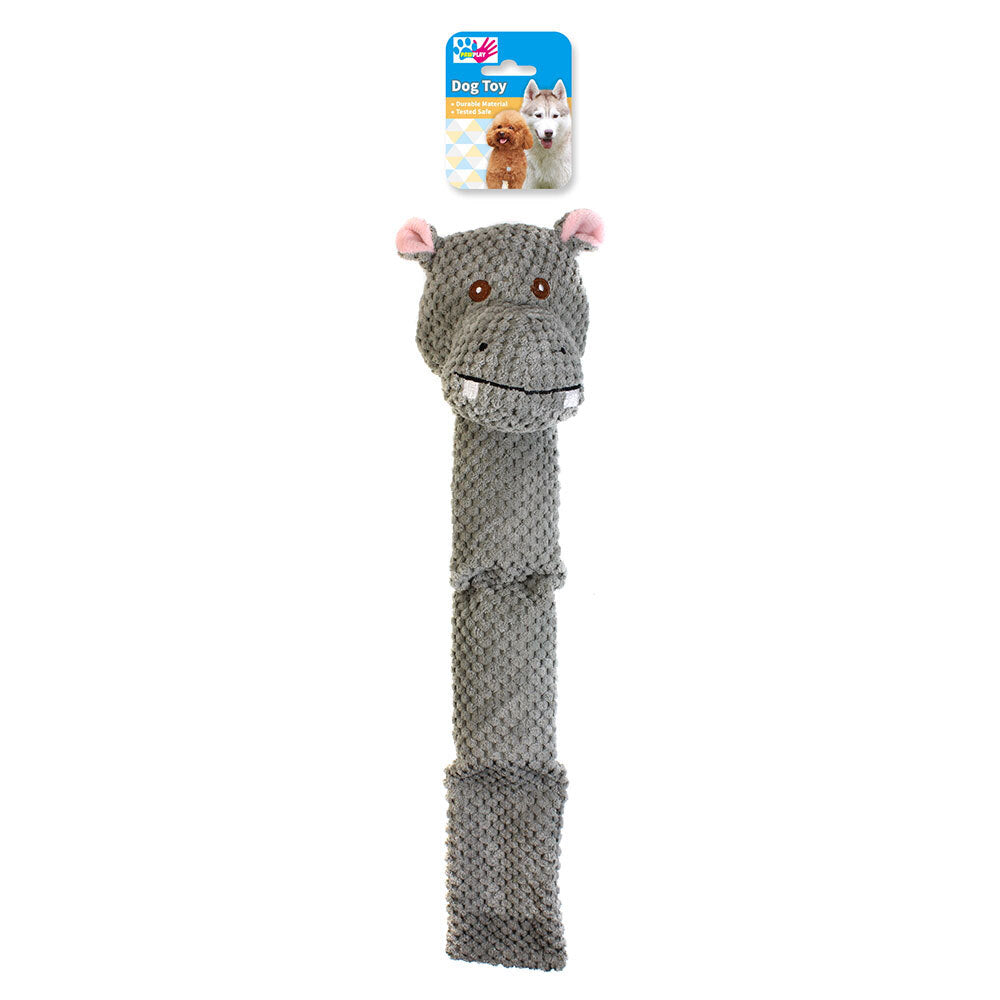 Paw Play 48cm Plush Squeak/Squeaking Hippo Pet/Dog/Cat Playing/Chew Toy Grey — image 2