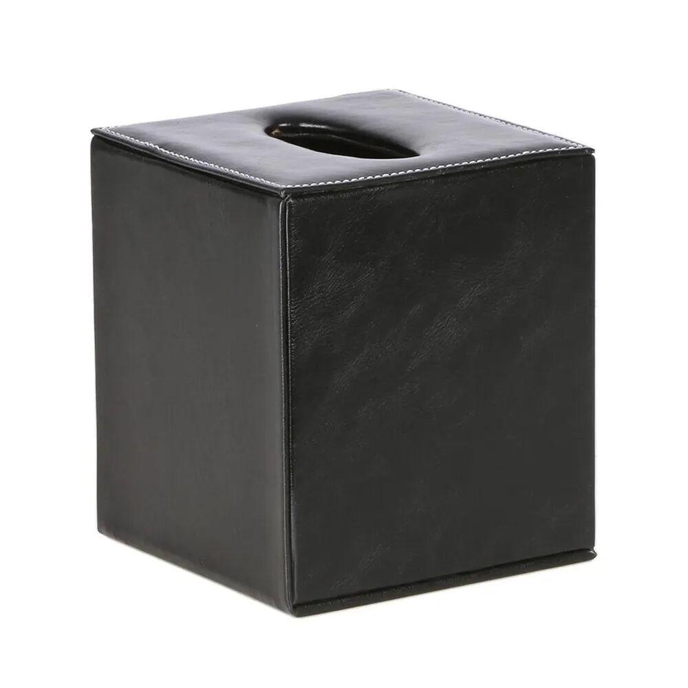 Belle Genieve Leather Square Tissue Box/Cover Tissue Holder 13.5x15.5cm Black — image 2