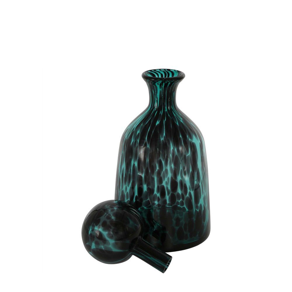 Belle Jasper Glass Bottle Short 33.5cm Decorative Accent Home Decor Verdigris — image 2