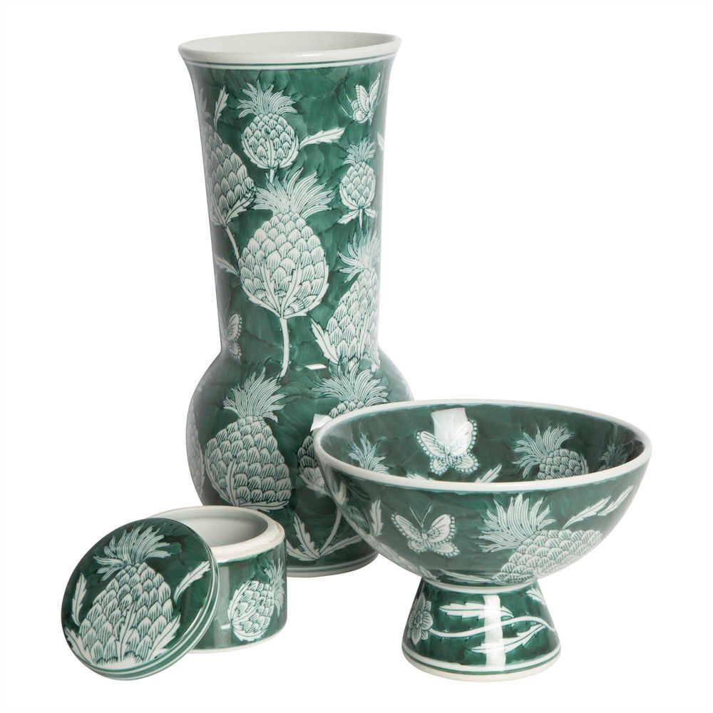 Belle Thistle Porcelain Jar w/ Lid Storage Home Table Decor Small 12x9cm Green — image 3