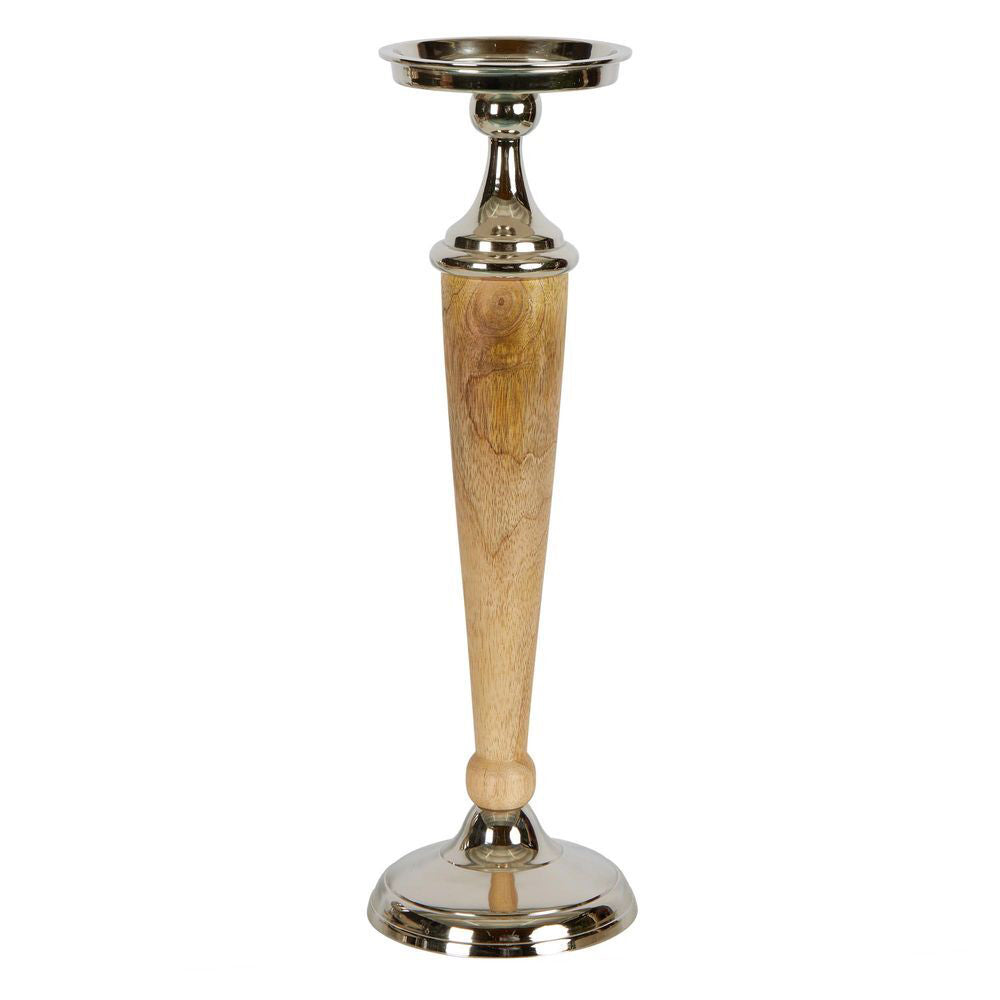 Belle Atlas Aluminium Wooden Candle Stick Holder Large 42cm - Natural