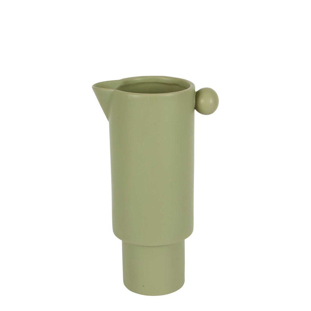 Belle Freyja Stoneware Jug Flower Vase Decor Small 21cm Tabletop Accent Green