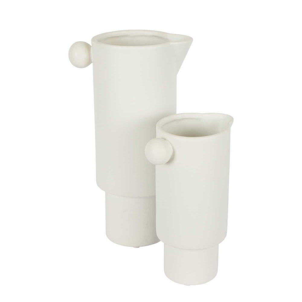 Belle Freyja Stoneware Jug Flower Vase Decor Small 21cm Tabletop Accent White — image 2
