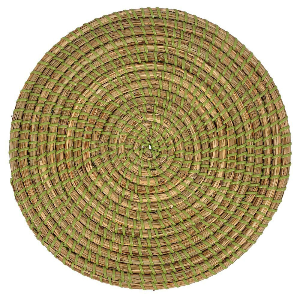 Belle Seta Seagrass/Polymer Placemat 35cm Round Table Protector Mat Pad Green
