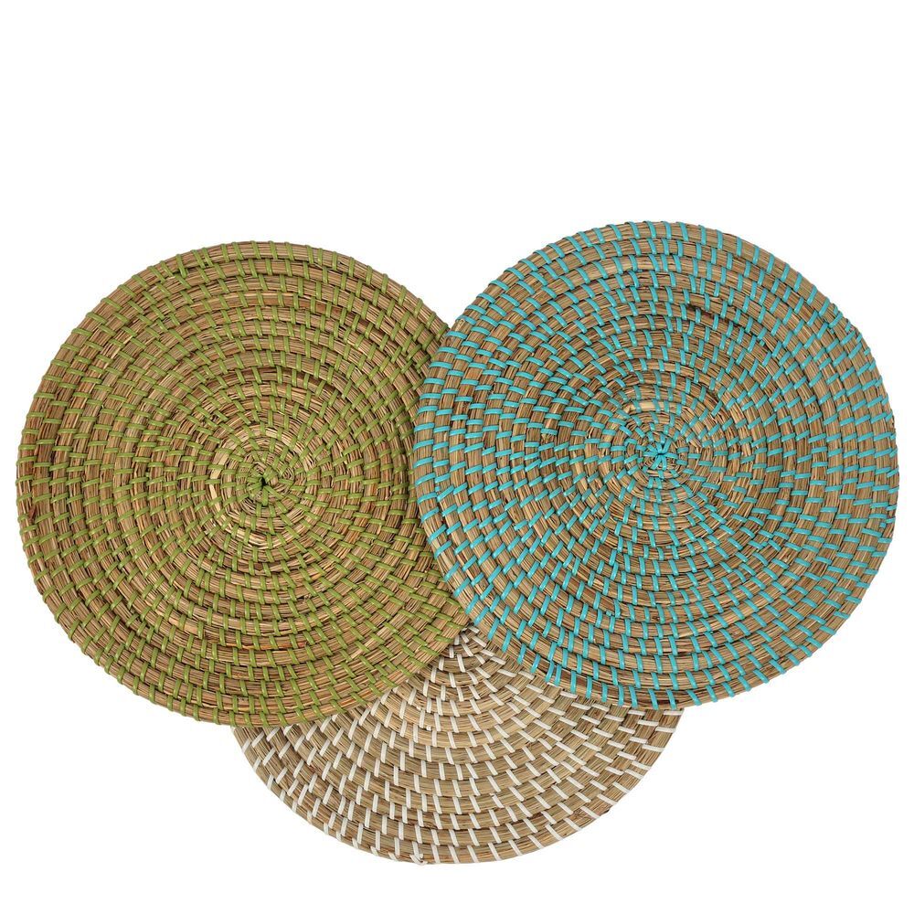 Belle Seta Seagrass/Polymer Placemat 35cm Round Table Protector Mat Pad Green — image 2