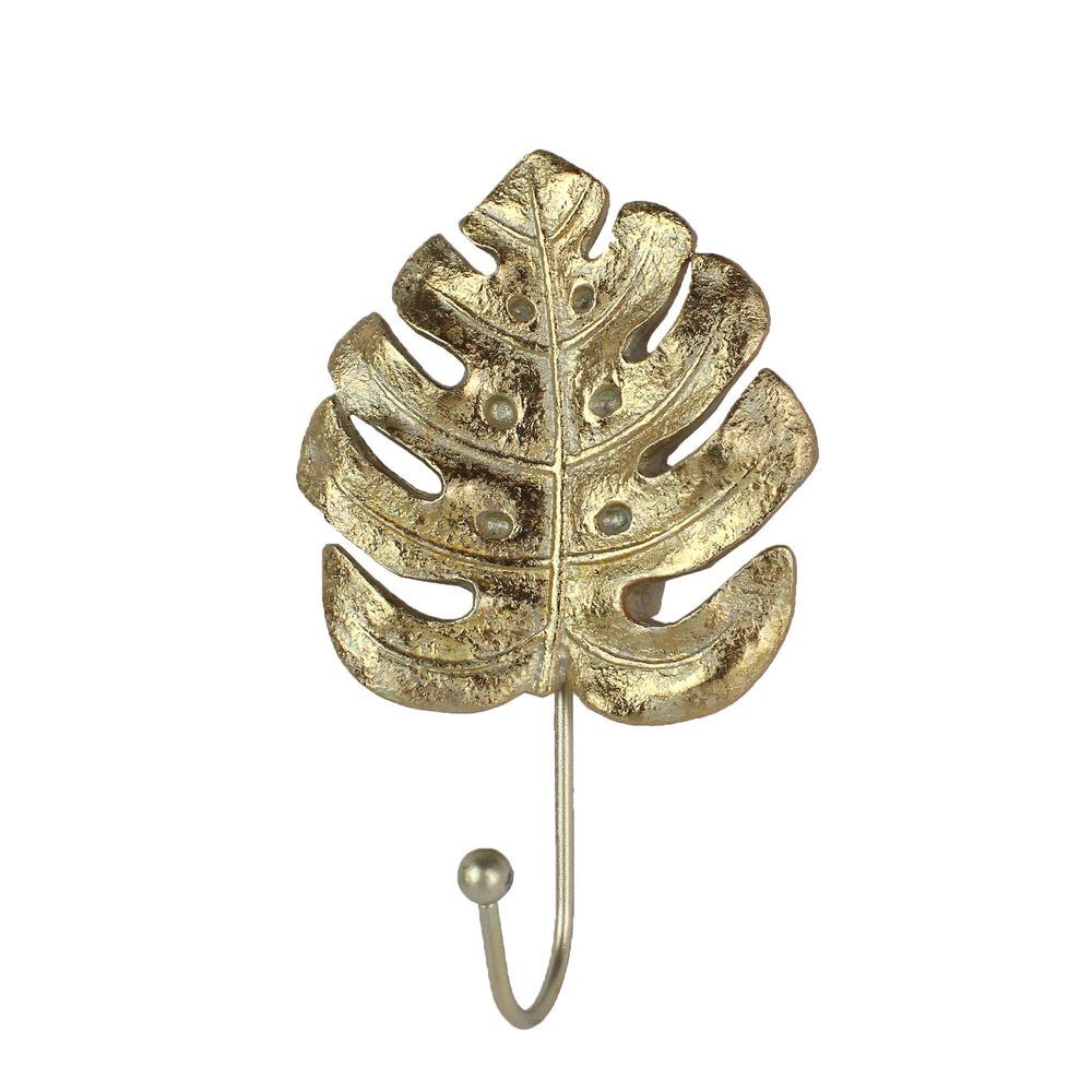 Belle Monstera Leaf Polyresin Wall Hook Hanger Home Hanging Organiser 17cm Gold — image 2