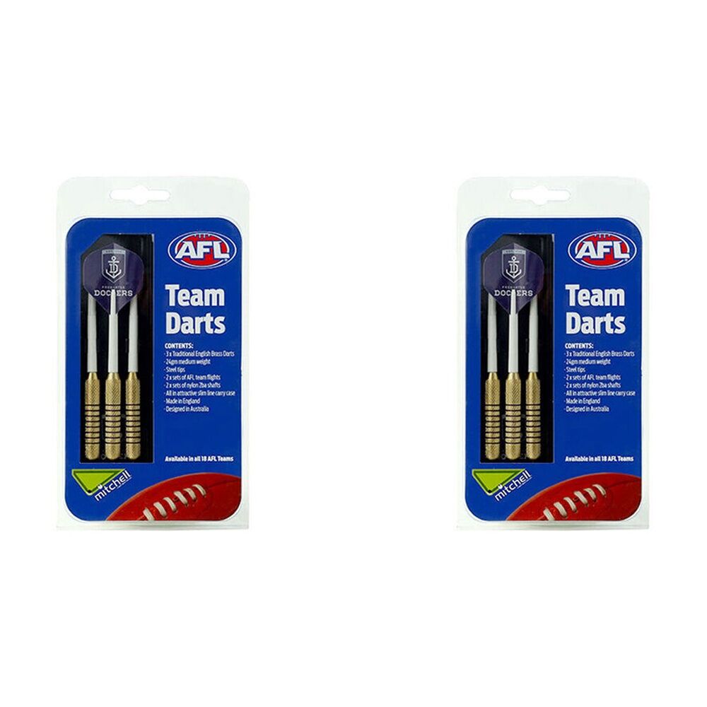 Afl 3pc AFL Brass Darts Fremantle Dockers Team Design Flights & Shafts In Case (2 Pack)