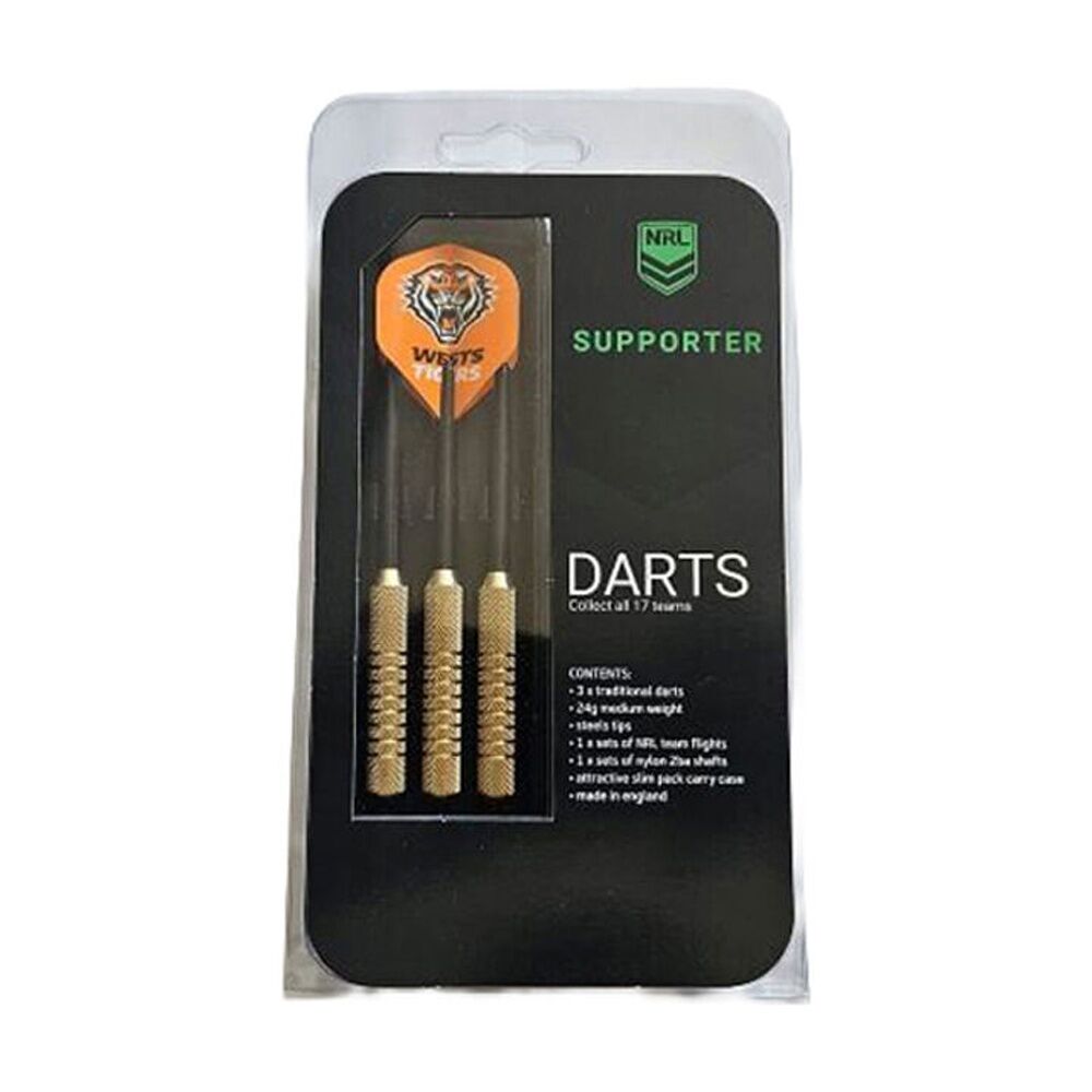 NRL Darts Wests Tigers Team Design Flights & Shafts Case Included (3 Pieces)