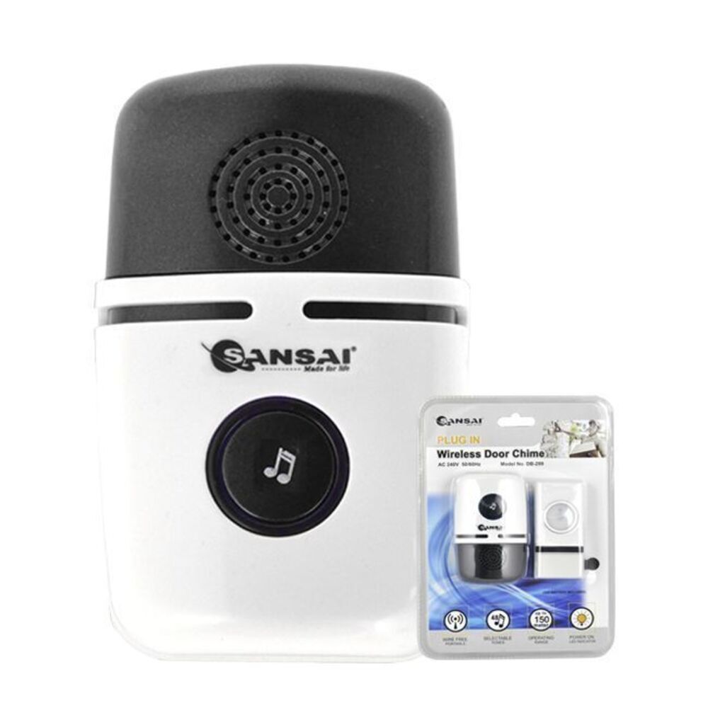 Sansai Plug In 150m Wireless Door Bell Chime Alert Ring Alarm Doorbell w 48 Music tones