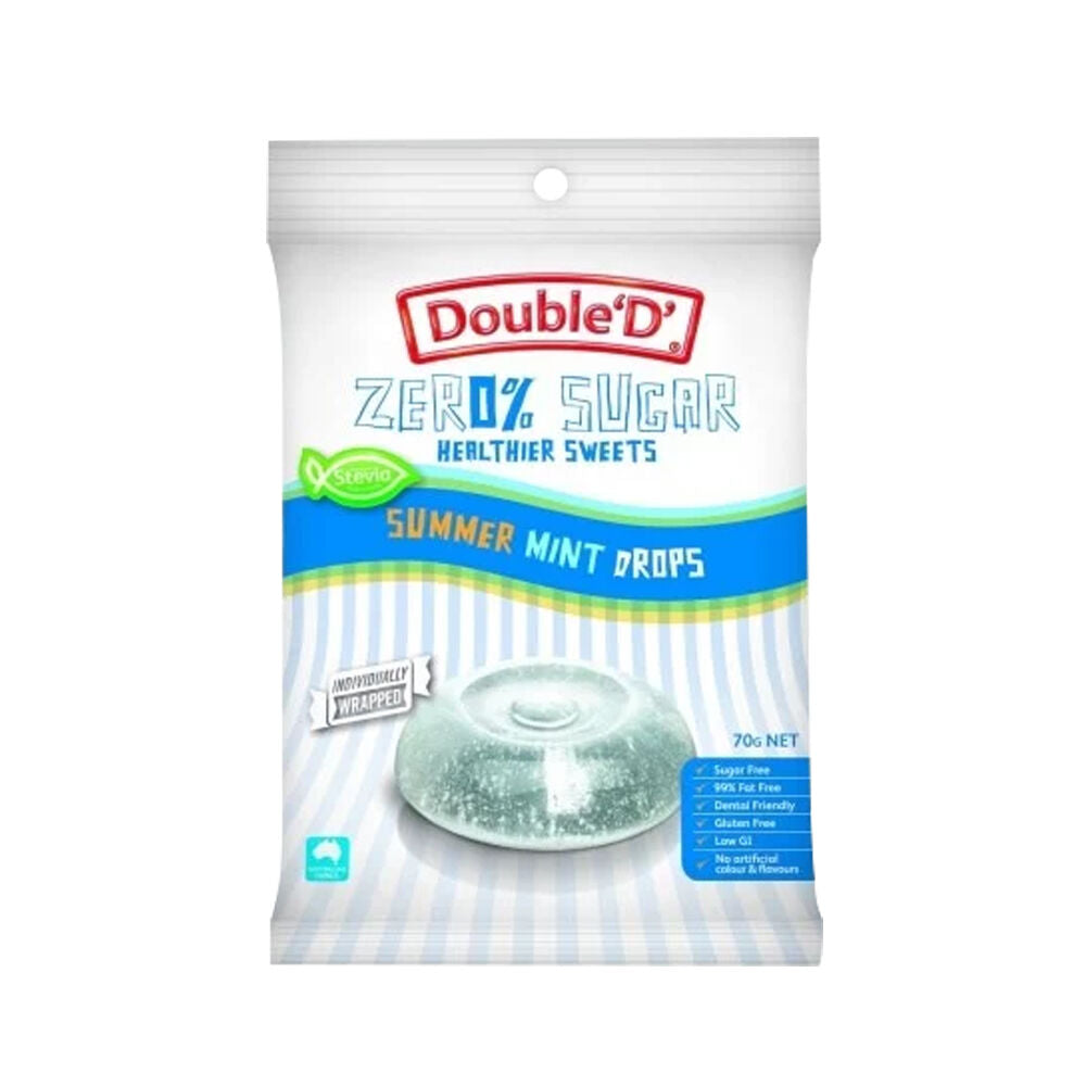 Double 'D' Sugarfree Summer Mint Drops Lollies Candy 70g Sweet (12 Pack) — image 2