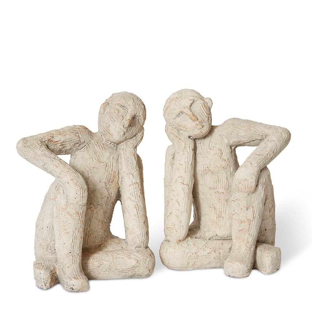 E Style Thinking Man Bookends Home/Office Decor Set - 19 x 16 x 26cm (2 Pieces)