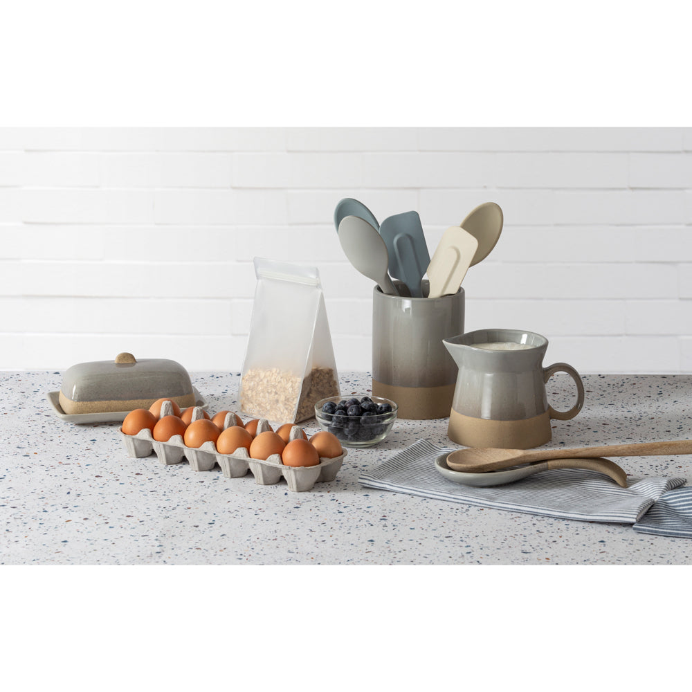 Davis & Waddell Jenson Spoon Rest Stoneware Utensil Holder 11x22cm Grey/Natural — image 2