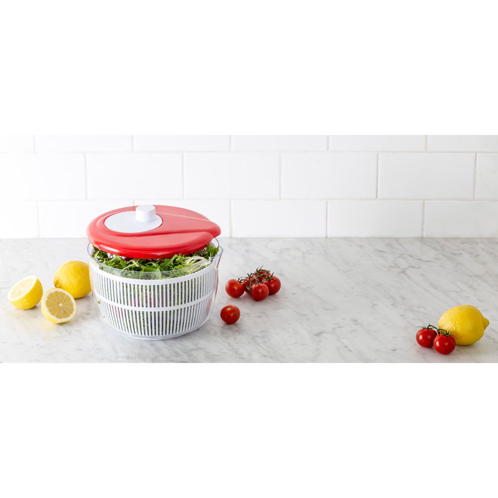 Davis & Waddell Salad Spinner Bowl 25x18cm Lettuce/Vegetable Dryer White/Red — image 2