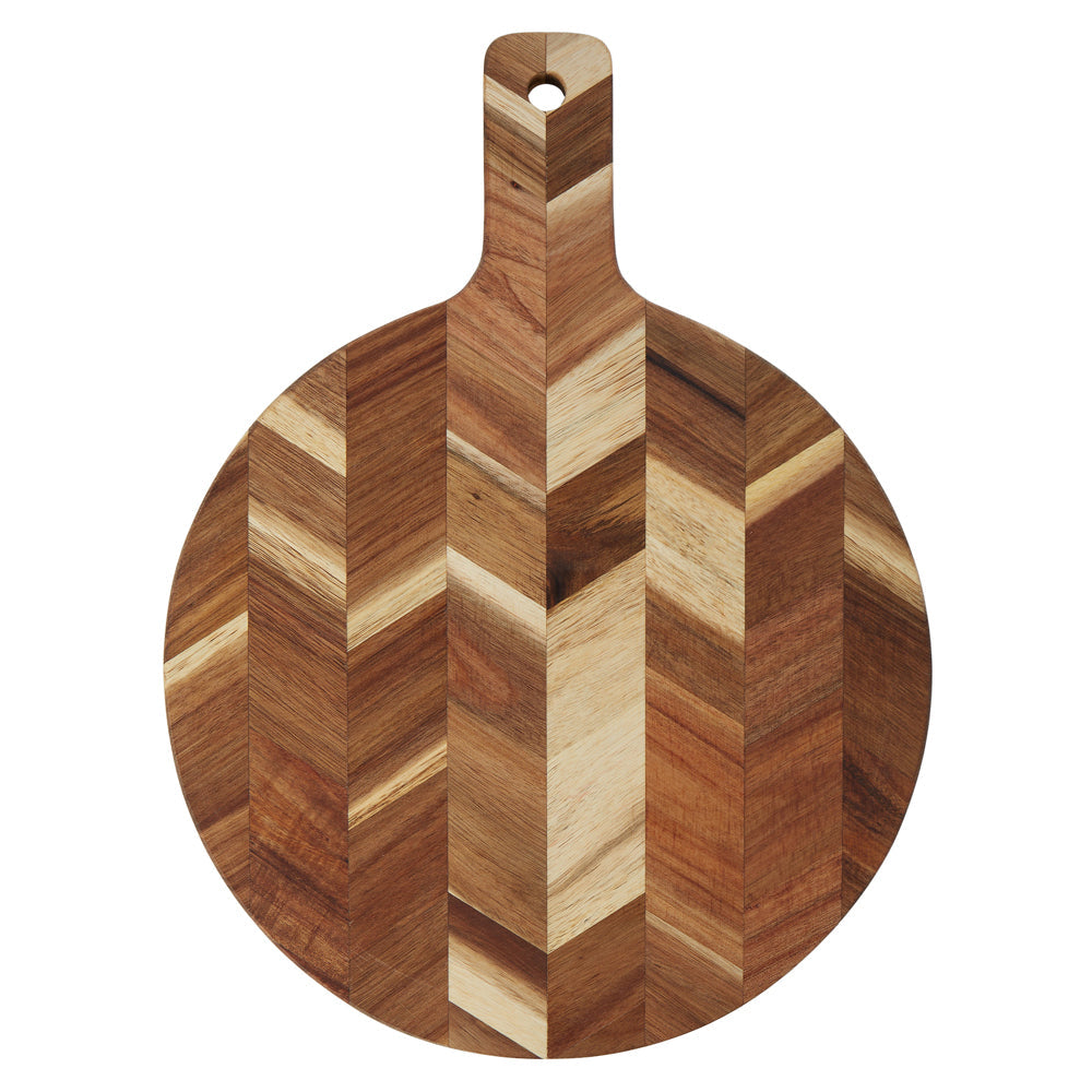 Davis & Waddell Herringbone Acacia Cutting/Chopping Board Round 33x40cm Natural