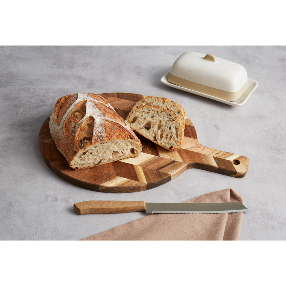 Davis & Waddell Herringbone Acacia Cutting/Chopping Board Round 33x40cm Natural — image 4