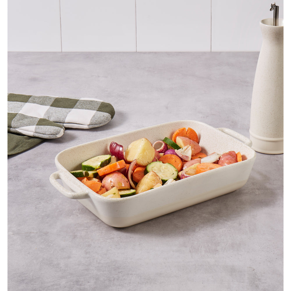 Davis & Waddell Darley Stoneware Bakeware Set Cream Speckle Rectangle Cream (3 Pieces) — image 9