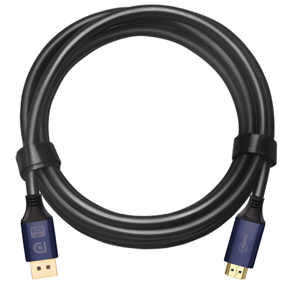 Cruxtec Displayport Gaming Gold Plated Male To HDMI Male Cable 2m Black 4K/60Hz — image 3