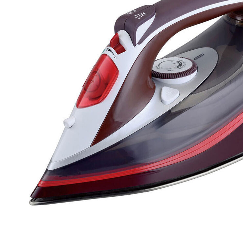 Maxim Laundry Pro Electric 2200W Deluxe Corded Clothes/Garment Steam Iron Red