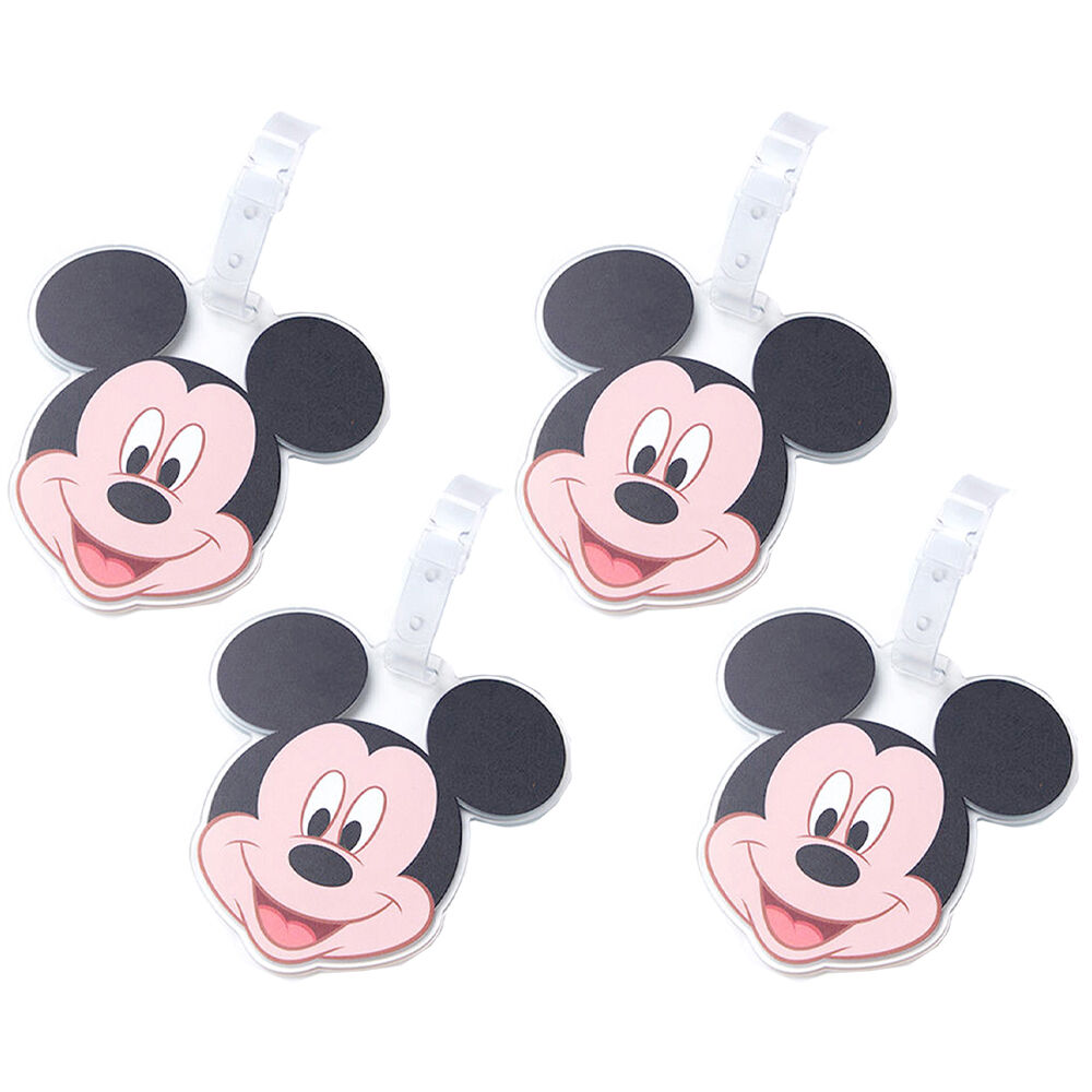 Disney Luggage Tag Suitcase Identity Name/Address Label Badge Mickey Mouse (4 Pack)