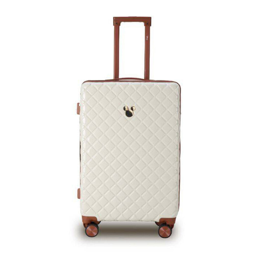 Disney Mickey 66cm Suitcase Luggage Travel Checked Trolley Case Ivory/Tan