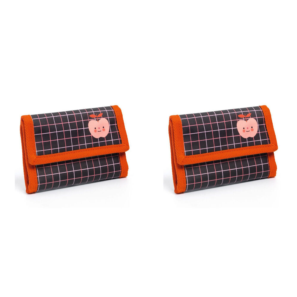 Djeco 14x10cm Apple Wallet Coated Canvas Kids Money Holder 3y+ Black/Red (2 Pack)
