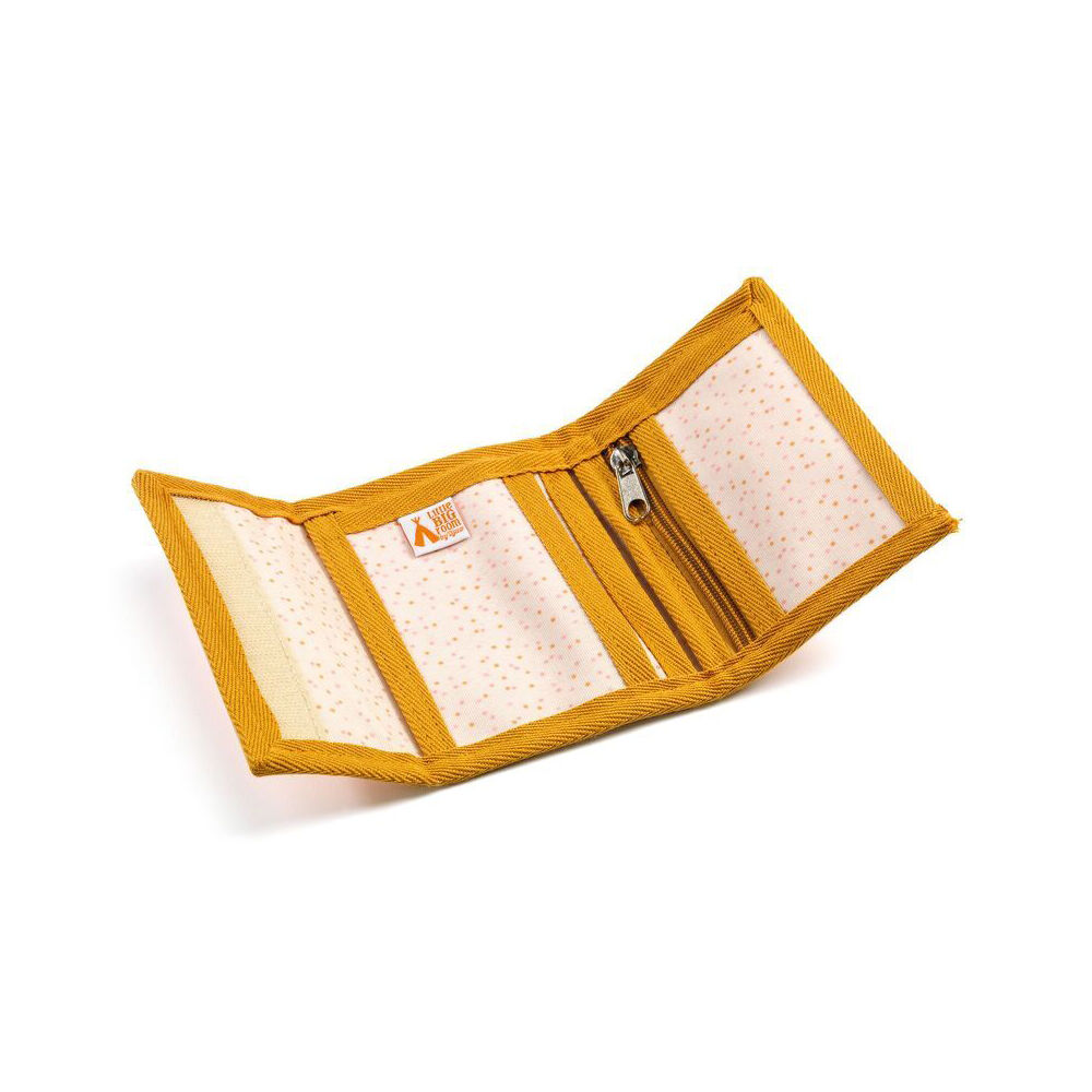 Djeco 14x10cm Bird Wallet Coated Canvas Kids Money Holder 3y+ Pink/Mustard — image 2