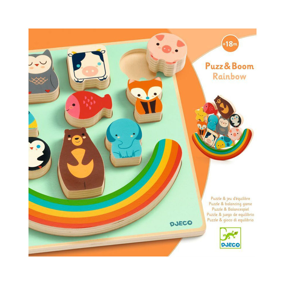 Djeco Puzz & Boom Rainbow Wooden Balancing Puzzle 21cm Toy Kids 18m+ (11 Pieces) — image 3