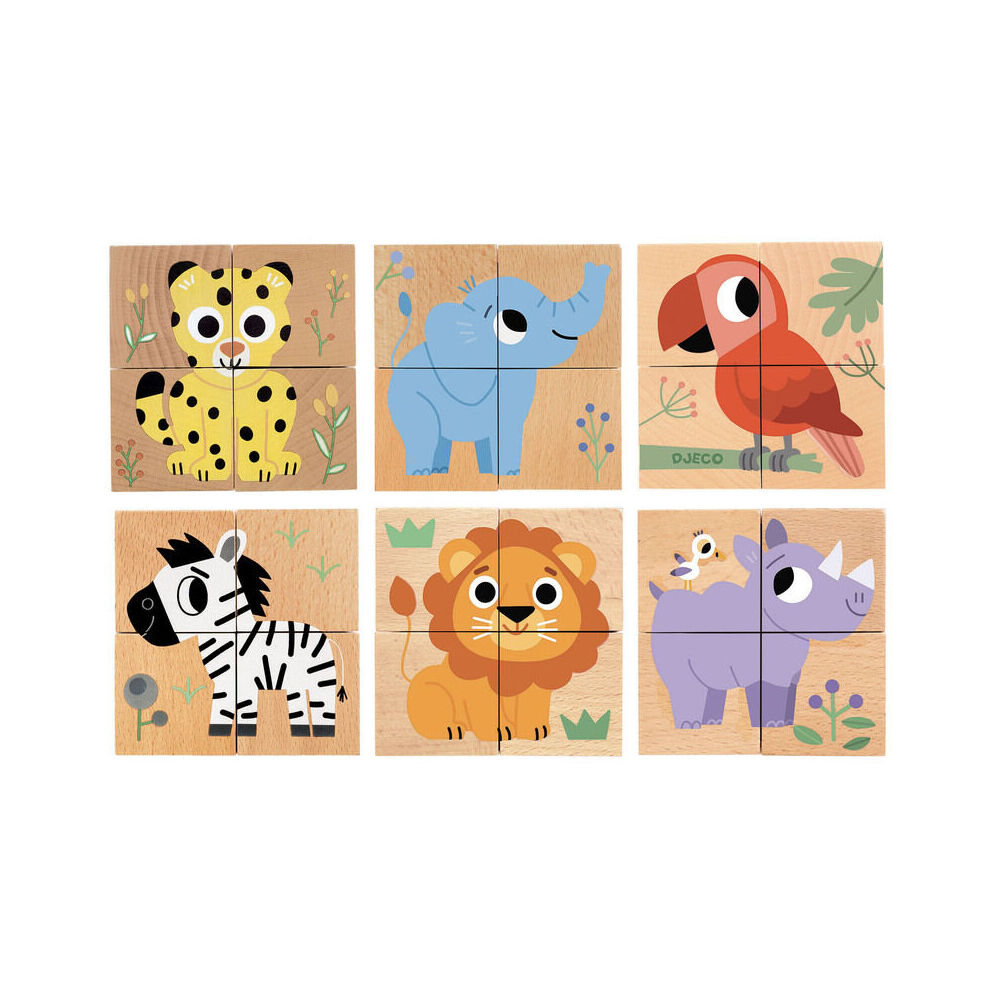 Djeco Wild & Co Safari Wooden Block Puzzle Kids/Children Play Toy 2y+ (4 Pieces) — image 2
