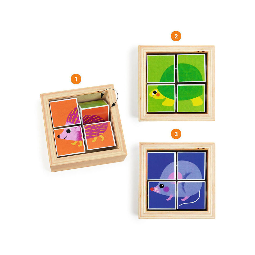 Djeco Tournibist Wooden Swivel Puzzle In Frame 10cm Kids Play Toy 2y+ (18 Pieces) — image 3