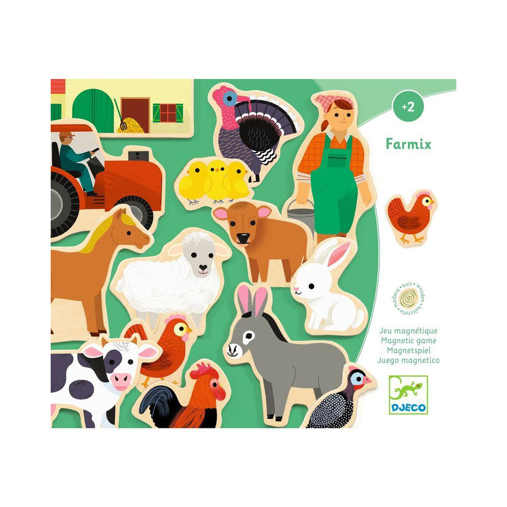 Djeco Wooden Magnetic Farmix Animal Shape Kids/Children Toy Set 2y+ (24 Pieces) — image 2