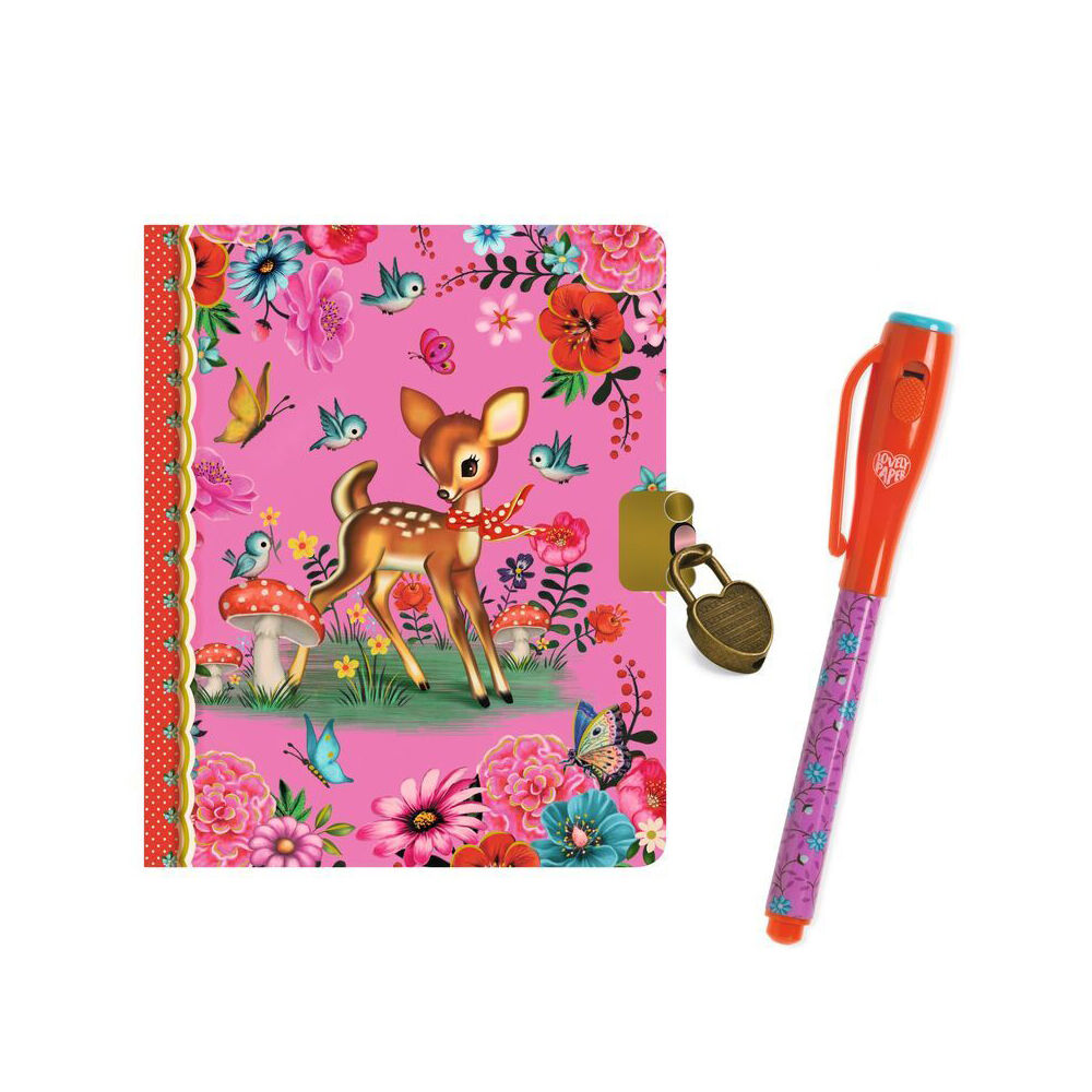 Djeco Fiona Little Secret Notebook w/ Invisible Ink Magic Pen Stationery 8y+