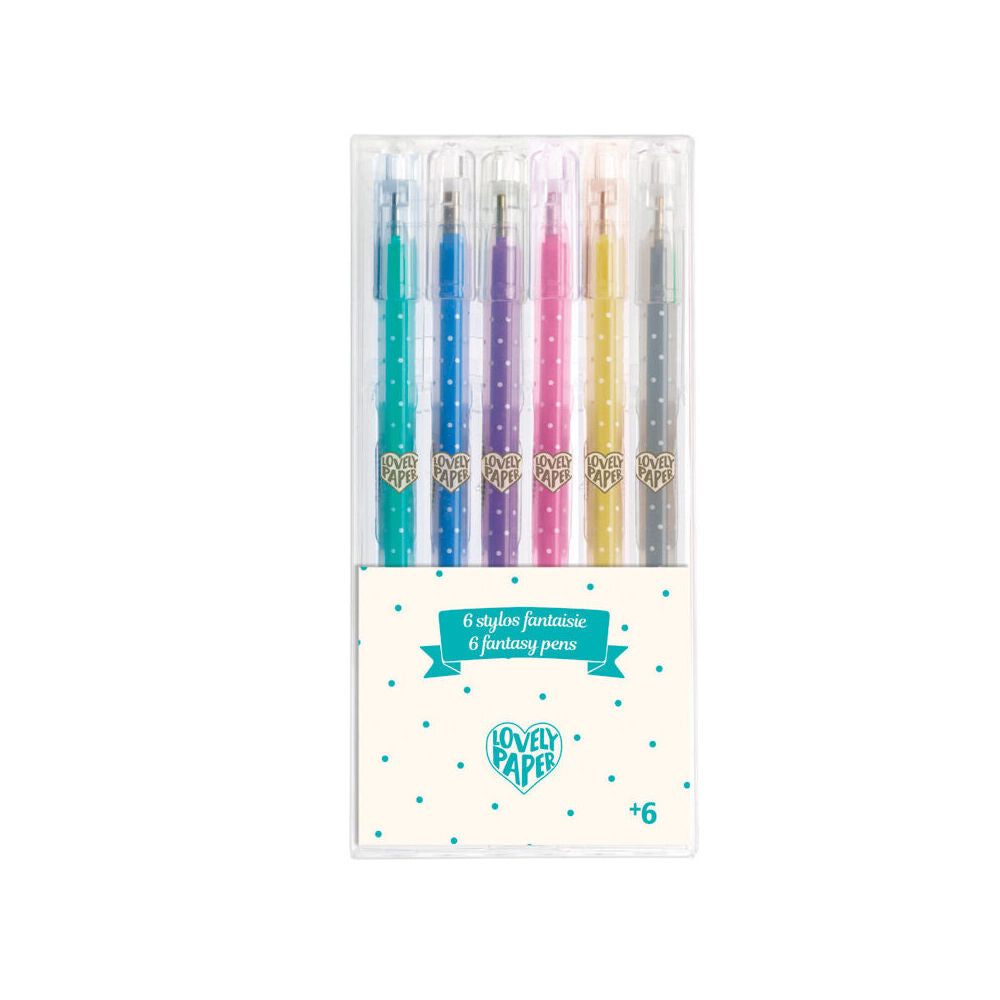 Djeco Glitter Colourful Gel Pens Writing/Drawing Kit Kids/Children 3y+ (6 Pieces)