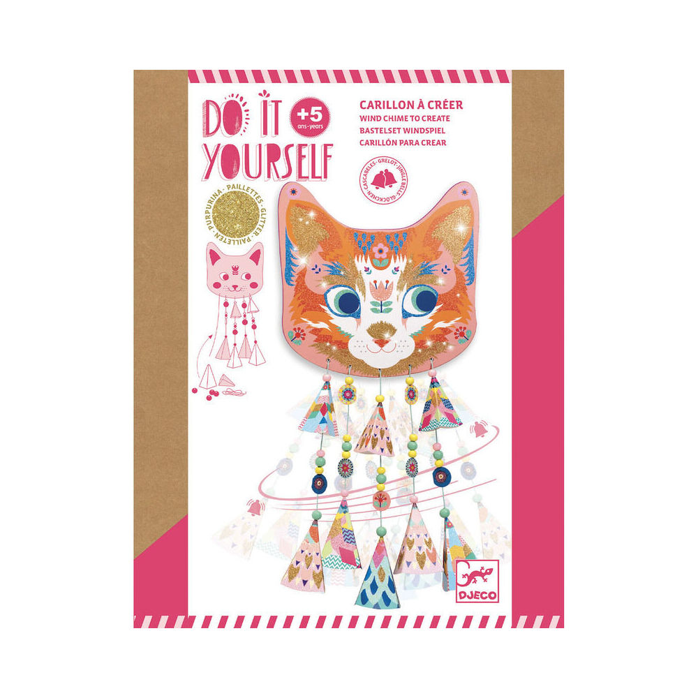Djeco Do It Yourself Kitty Wind Chimes Kids/Children Creative Activity Kit 6+