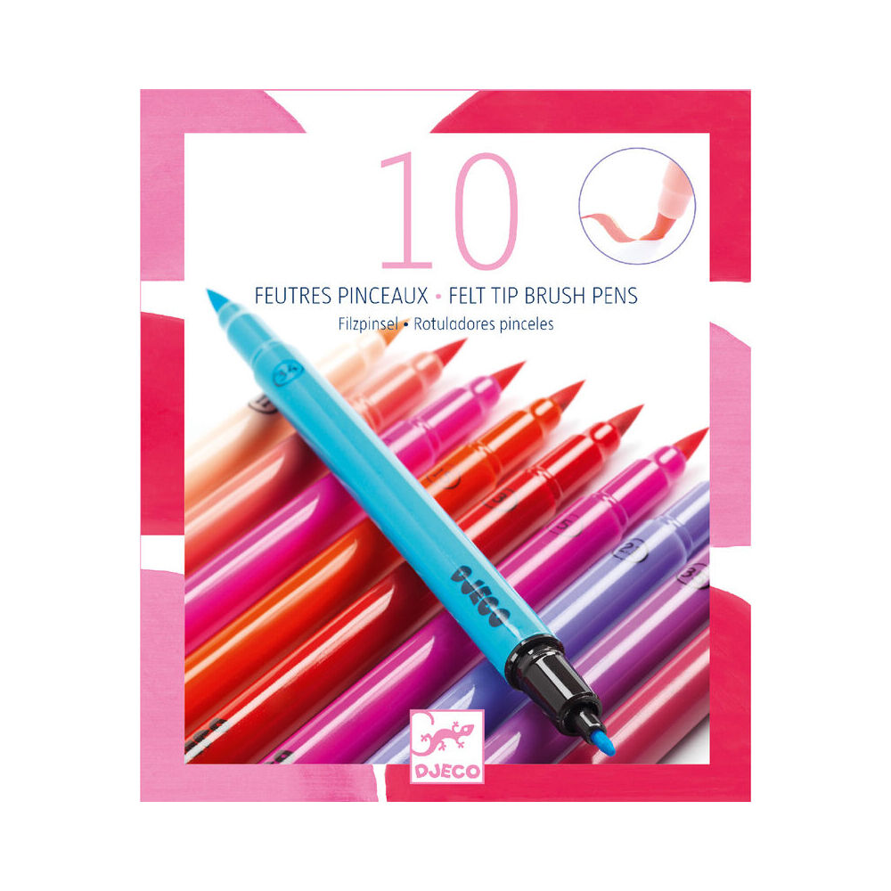 Djeco Felt Brushes Sweet Kids Art/Craft Paint/Draw Colouring Pen Set 6y+ (10 Pieces)