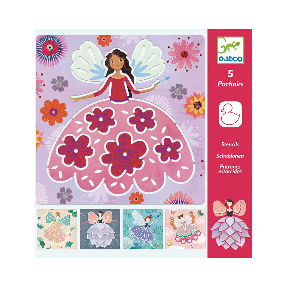 Djeco Fairies Stencil Sheets Kids Art Drawing Educational Activity 4y+ (5 Pieces)