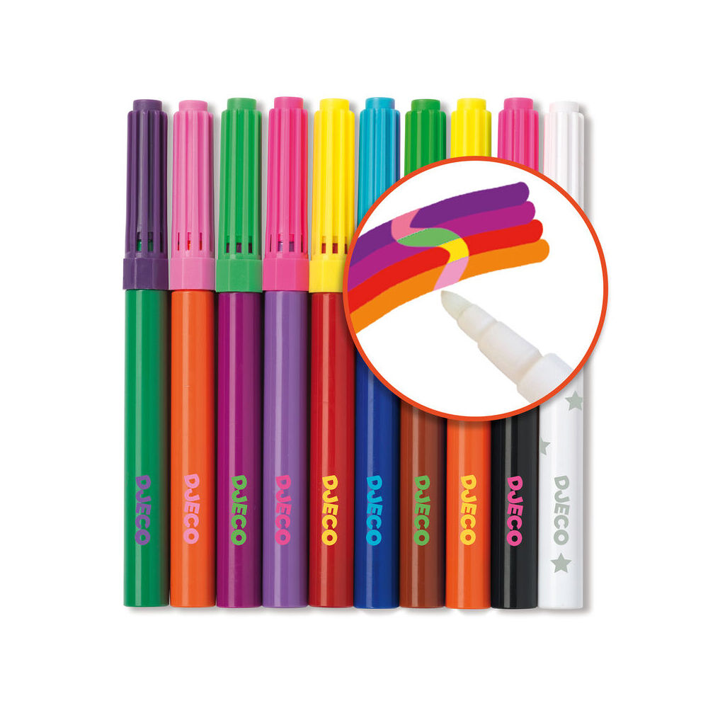 Djeco Magic Felt Tips Kids/Children Colouring Art/Craft Markers 3y+ (10 Pieces) — image 2