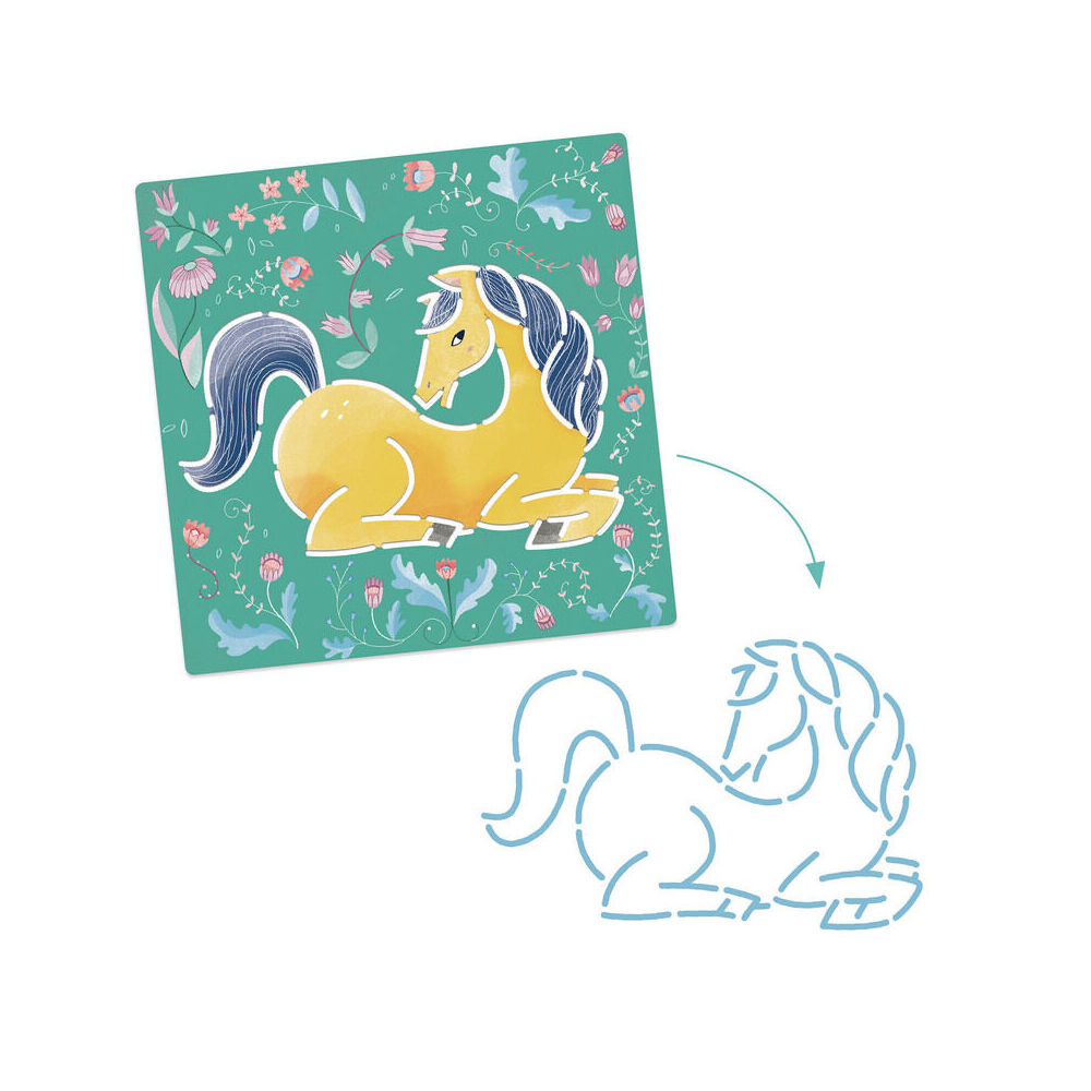 Djeco Plastic Horse Art/Craft 20x20cm Drawing Stencils Kids/Children 4y+ (5 Pieces) — image 4