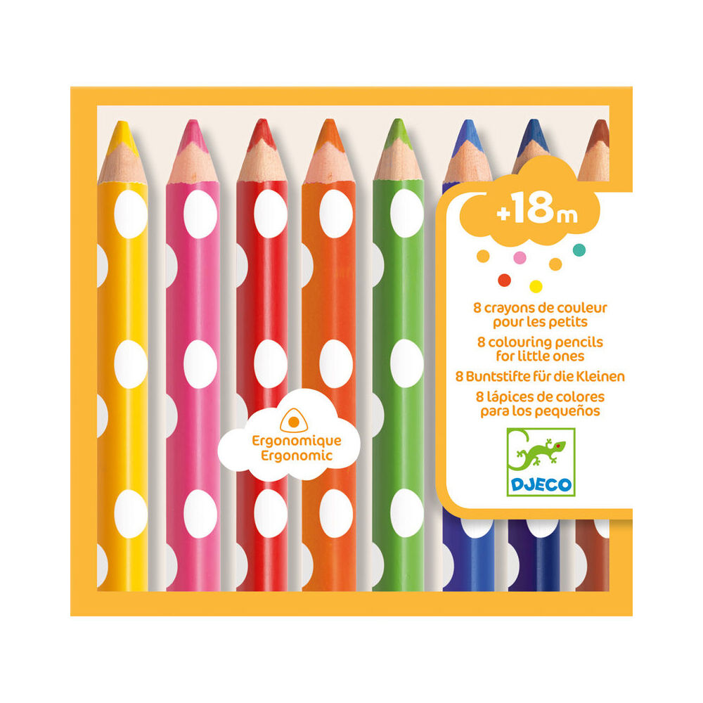 Djeco Little Ones Coloured Pencil Kids/Children Drawing/Colouring 18m+ (8 Pieces)