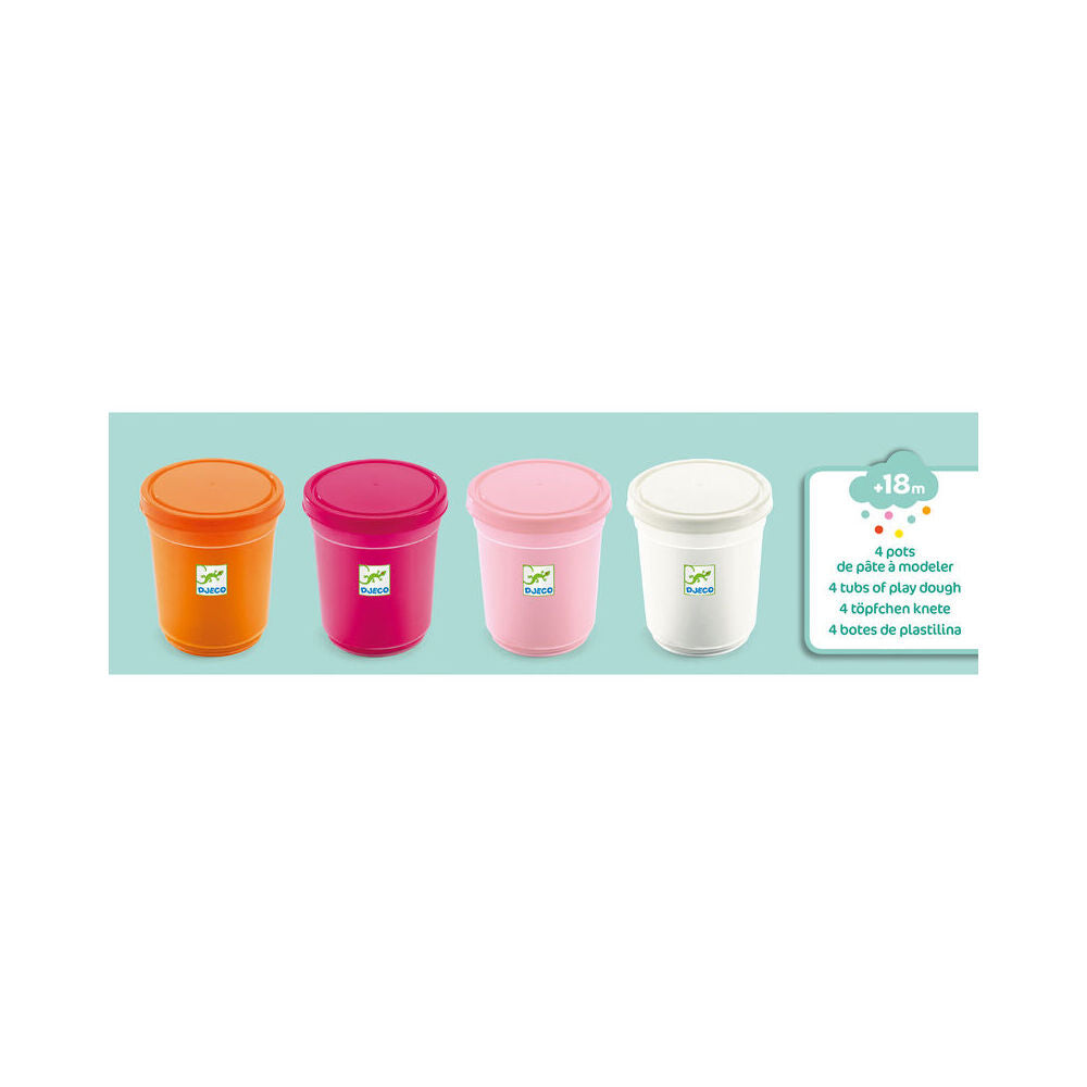 Djeco Pots Of Modelling Dough-Sweet Kids/Childrens Craft Play Toy 18m+ (4 Pieces)