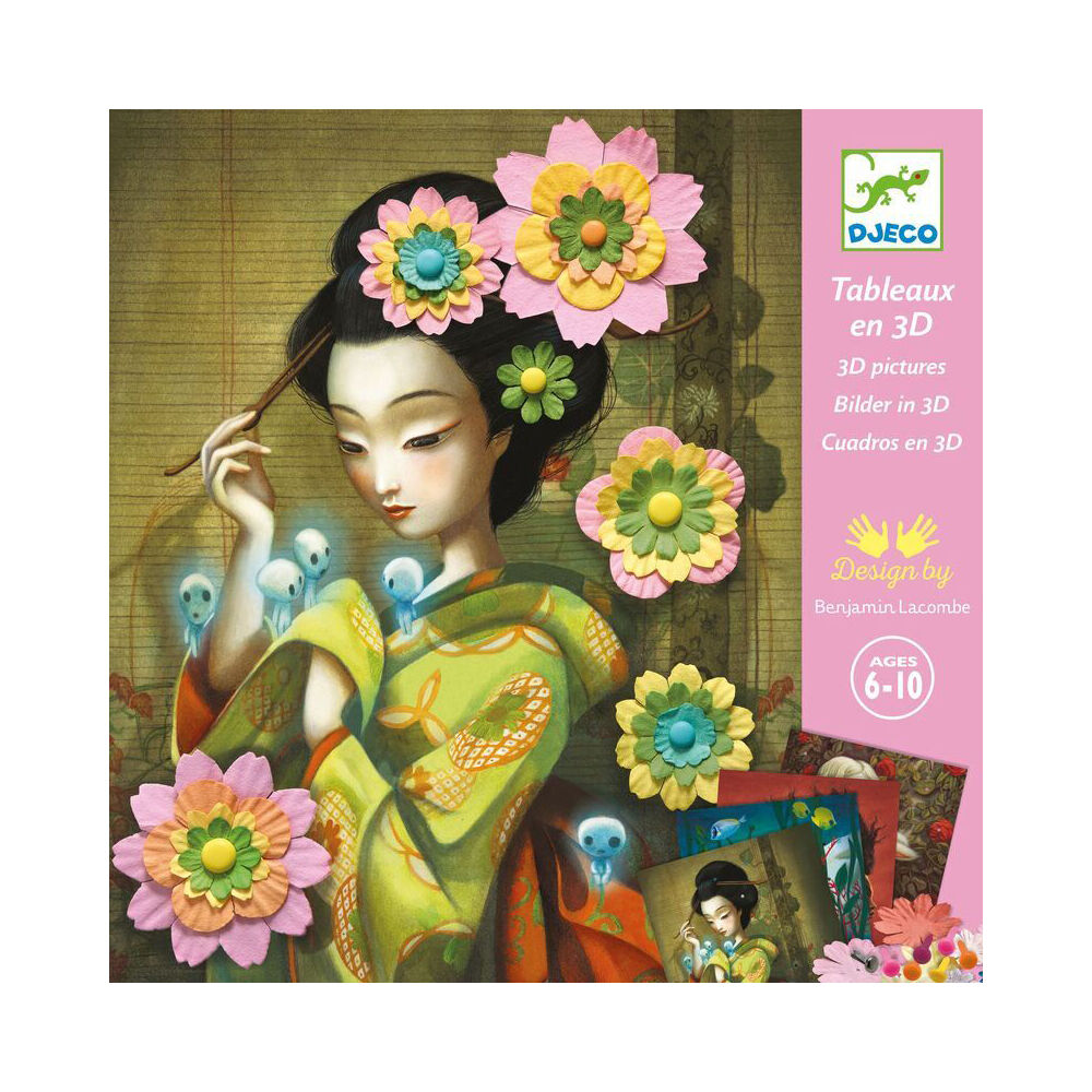 Djeco 6y+ Rock n Roses 3D Pictures Kids Activity Crafting Kit w/ 4 Designs — image 2